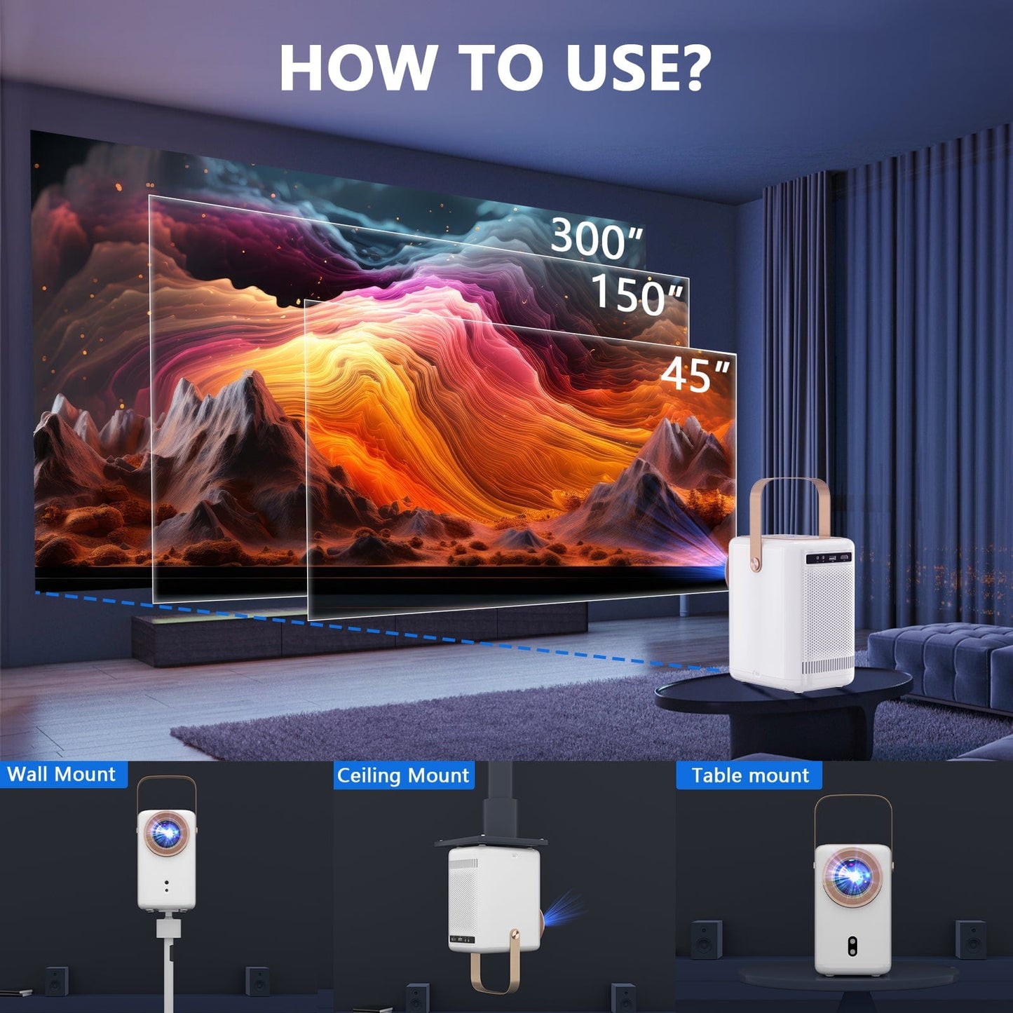Android Native 1080P Dust-proof Smart Home 4K Support TV Video - L12 Projector